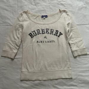 Burberry blue label cream shrunken fit logo sweatshirt Size small